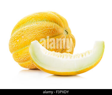 reife Melone auf dem weißen Hintergrund. Stockfoto