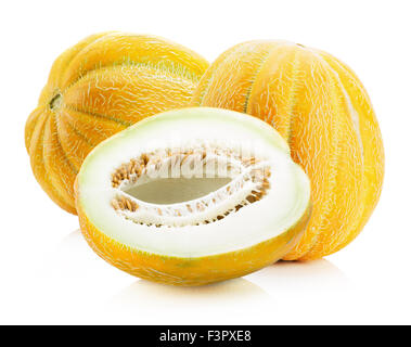 reife Melone auf dem weißen Hintergrund. Stockfoto