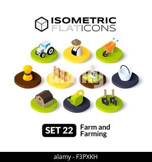 Isometrische flache Icons set 22 Stock Vektor