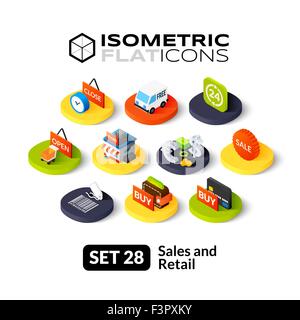 Isometrische flache Symbole set 28 Stock Vektor