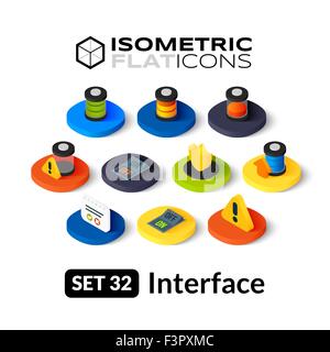 Isometrische flache Icons set 32 Stock Vektor