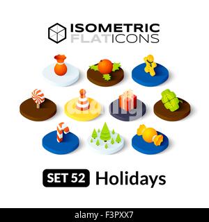 Isometrische flache Symbole einstellen 52 Stock Vektor