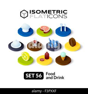 Isometrische flache Symbole gesetzt 56 Stock Vektor