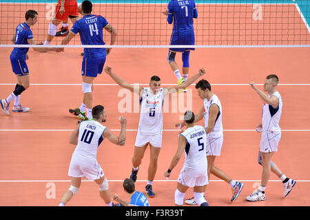 Turin, Italien. 11. Oktober 2015. 2015 Herren Europäischen Volleyball-Meisterschaft - Pool B: Frankreich gegen Italien am Palavela, Turin (Italien), Stockfoto