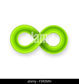 Grüne Unendlichkeit Symbol Symbol aus glänzendem Draht mit Schatten Stock Vektor