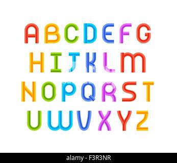 Kabelgebundene wellig Kabel, bunte Kontur alphabet Stock Vektor