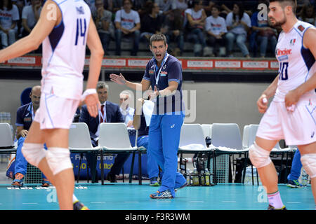 Turin, Italien. 11. Oktober 2015. 2015 Herren Europäischen Volleyball-Meisterschaft - Pool B: Frankreich gegen Italien am Palavela, Turin (Italien), Stockfoto