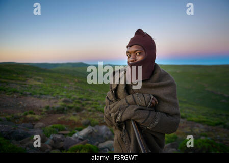 Basotho Hirte, Lesotho, Afrika Stockfoto