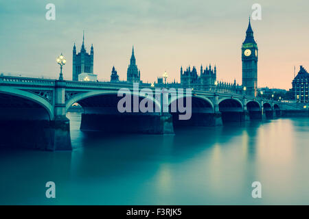 Westminster Bridge, Palace of Westminster und Big Ben, London, Vereinigtes Königreich Stockfoto