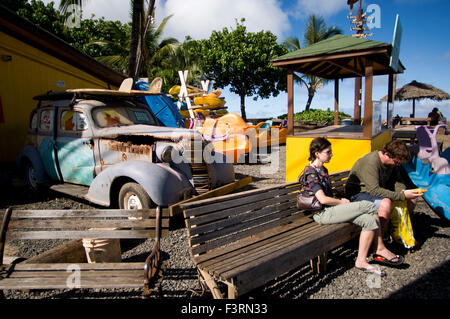 Erinnerungen an ein Hippie und Surfer letzte Periode in der Stadt Haleiwa. O' ahu. Hawaii. Haleʻiwa ist eine Community, North Shore und Stockfoto