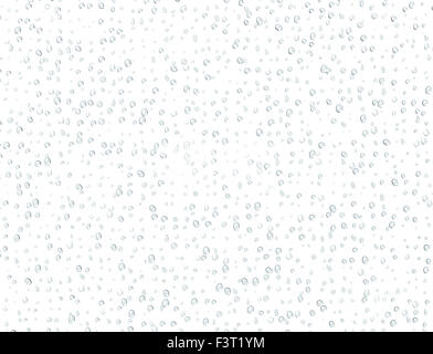 Wassertropfen auf einem Fenster isoliert auf weiss. Stockfoto