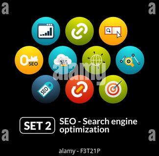 Flache Icons set 2 - SEO und Entwicklung Sammlung Stock Vektor