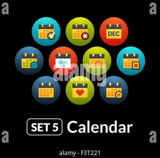 Flache Symbole Vektor set 5 - Kalender-Kollektion Stock Vektor