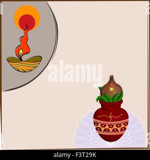 Diwali Gruß Mangal Kalash Vektor-Kunst Stock Vektor