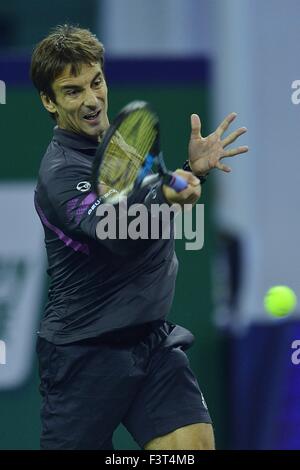 Shanghai, Volksrepublik China. 12. Oktober 2015. TOMMY ROBREDO (ESP) in seinem Match gegen. JO-WILFRIED TSONGA (FRA) während der Shanghai Rolex Masters 2015. Bildnachweis: Marcio Machado/ZUMA Draht/Alamy Live-Nachrichten Stockfoto