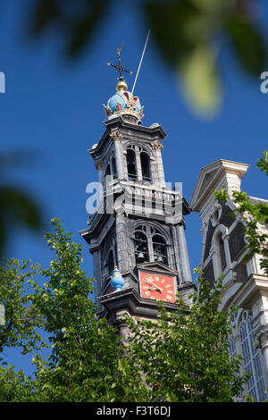 Westerkerk (Westkirche) ist eine niederländische evangelische Kirche im Zentrum von Amsterdam in den Niederlanden. Stockfoto