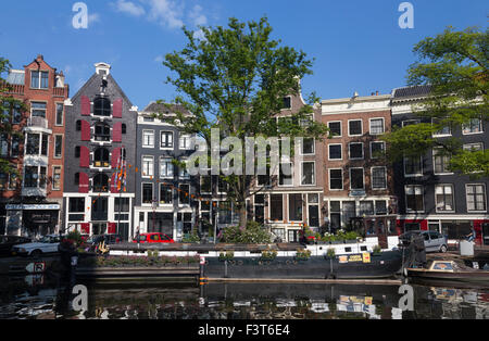 Traditionellen holländischen Kanal Haus in der Prinsengracht, Amsterdam, Niederlande Stockfoto