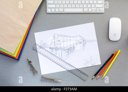 Arbeitsplatz des Designers Stockfoto