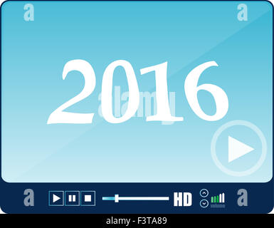 Media-Player-Schnittstelle, Webplayer isoliert auf weiss mit einem 2016 Zeichen, Urlaub-Symbol Stockfoto