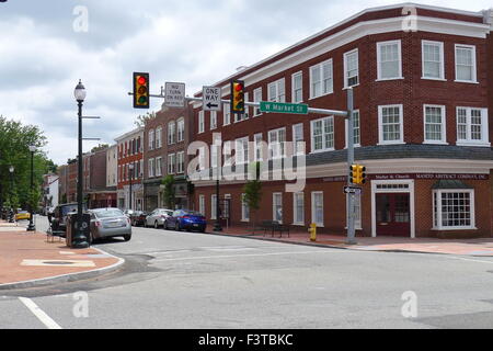 Schnittpunkt der Market Street und Church Street in West Chester, Pennsylvania Stockfoto