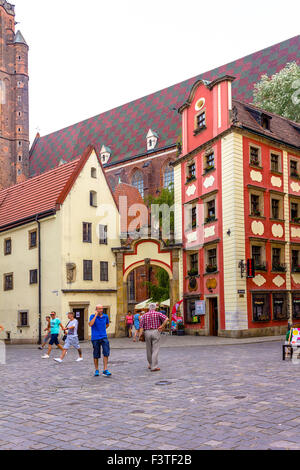 JAS ich Malgosia, zwei Mietskasernen des XV Jahrhunderts an der nordwestlichen Ecke des Marktplatzes. Stockfoto