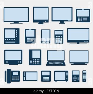 Satz von Bildern von verschiedenen Computern und Monitoren Stock Vektor