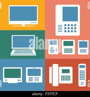 Satz von Bildern von verschiedenen Computern und Monitoren Stock Vektor