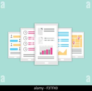 Vorlage-Schnittstelle zur Gestaltung Websites, mobilen Anwendungen und Inspiration. Unterschiedlich in Stil und Farbe Vorlagen-Schnittstelle. Stock Vektor