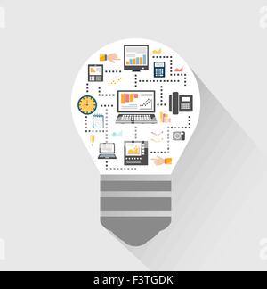 Flaches Design Stil moderne Vektor Illustration Symbole Satz von Wissenschaft und Technologie-Entwicklung. Stock Vektor