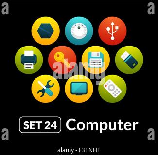 Flache Symbole Vektor set 24 - Computersammlung Stock Vektor