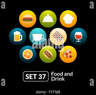 Flache Symbole einstellen 37 - Essen und trinken Sammlung Stock Vektor