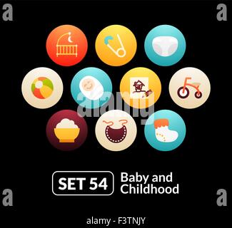 Flache Icons set 54 - Baby und Kindheit Stock Vektor