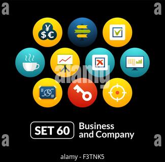 Flache Icons set 60 - Wirtschaft und Gesellschaft Stock Vektor