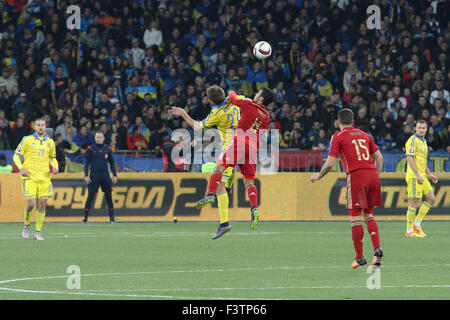 Kiew, Ukraine. 12. Oktober 2015. Die European Qualifiers 2016 match zwischen Ukraine und Spanien Nationalmannschaften im NSK Olimpiyskyi Stadium in Kiew am 16. September 2015. Bildnachweis: Sergii Kharchenko/Pacific Press/Alamy Live-Nachrichten Stockfoto