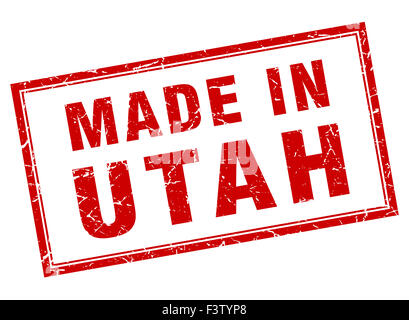 Utah rotes Quadrat Grunge Stempel gemacht Stockfoto