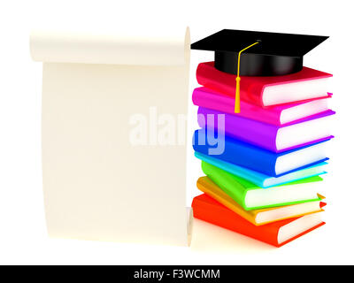 Graduation Cap auf Bücher Stockfoto