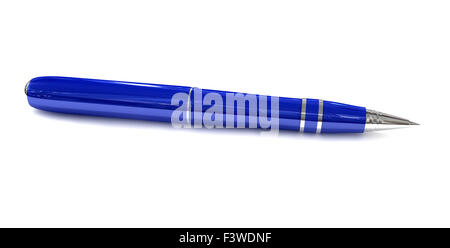 Glänzenden blauen Stift auf weißem Hintergrund Stockfoto