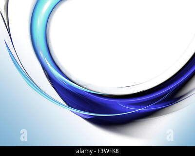blaue abstrakte Wellen auf weißem Hintergrund Stockfoto