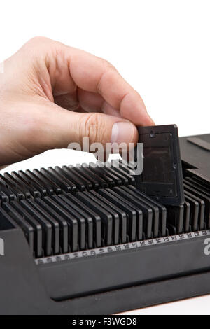 Archiv-Dia-Film im Kasten Stockfoto