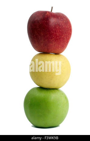 rote, gelbe und grüne Äpfel Stockfoto