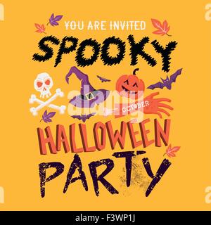 Gruselige Halloween Party Design Plakat. Fröhliches Halloween! Vektor-illustration Stock Vektor