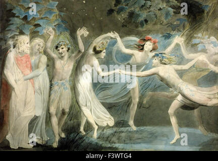 William Blake - Oberon und Titania, Puck mit Feen tanzen Stockfoto