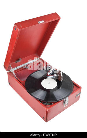 Vintage Grammophon isoliert auf weiss Stockfoto