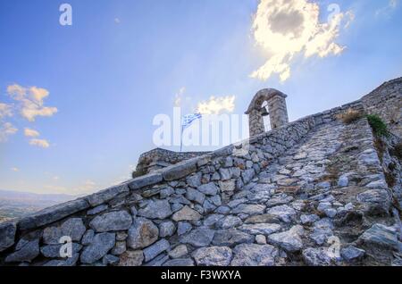 Ein Blick auf Palamidi Burg in Nafplion, der ersten Hauptstadt Griechenlands. Es wurde von den Venezianern errichtet und später von den Ottom besetzt Stockfoto