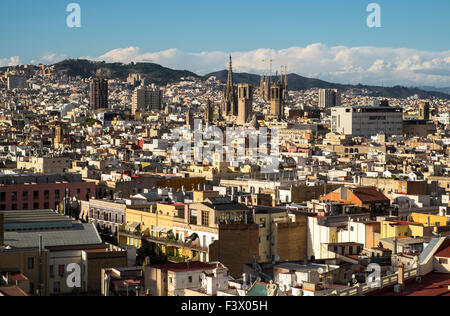 Blick vom Mirador de Colon - Christopher Columbus Spalte in Barcelona, Katalonien, Spanien Stockfoto