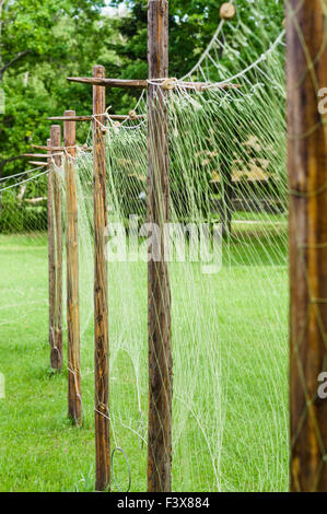 Closeup auf alten Fischernetzen Stockfoto