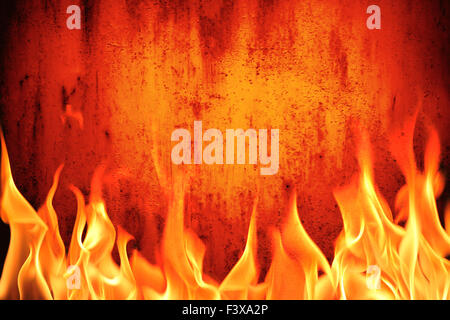 Grunge-Feuer-Wand-Hintergrund Stockfoto