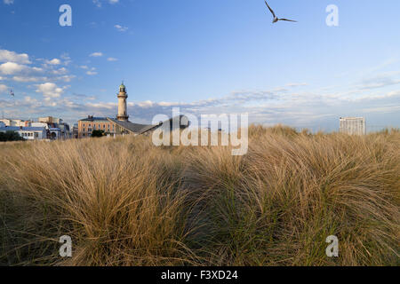 Der alte Leuchtturm in Warnemünde Stockfoto