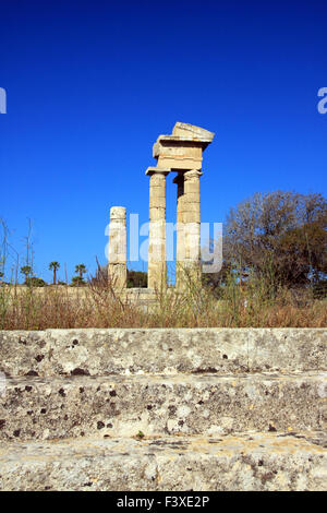 Griechenland, Rhodos, Akropolis, Tempel-Ruinen Stockfoto