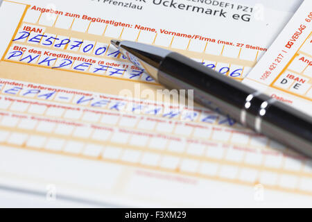IBAN übertragen form Stockfoto